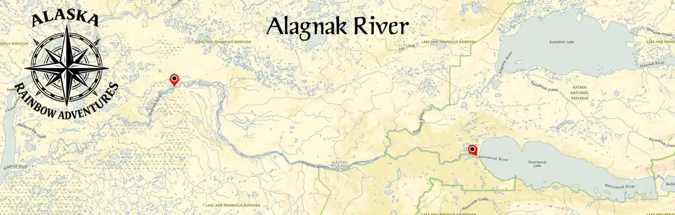 Alagnak River map - Katmai National Preserve, Bristol Bay, Alaska