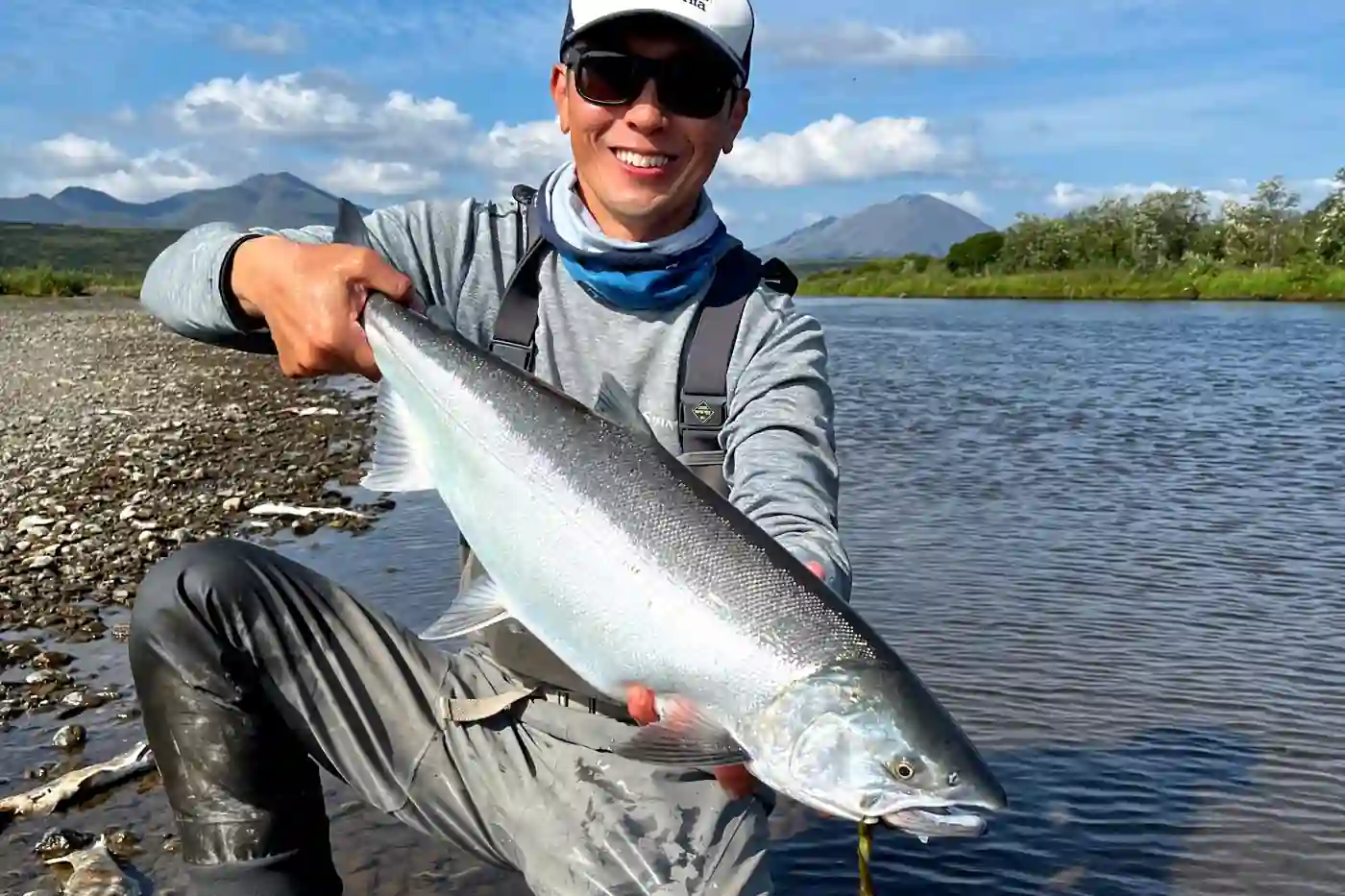 Float fishing for salmon on a remote wilderness river in Southwest Alaska